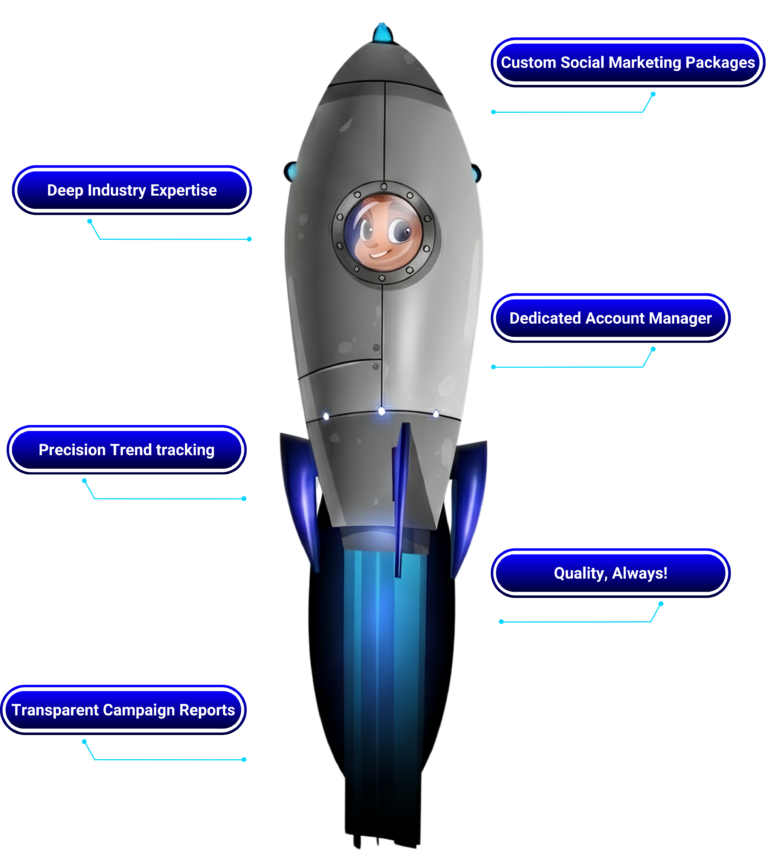 BNF Digital growth rocket infographic for digital marketing and brand scaling